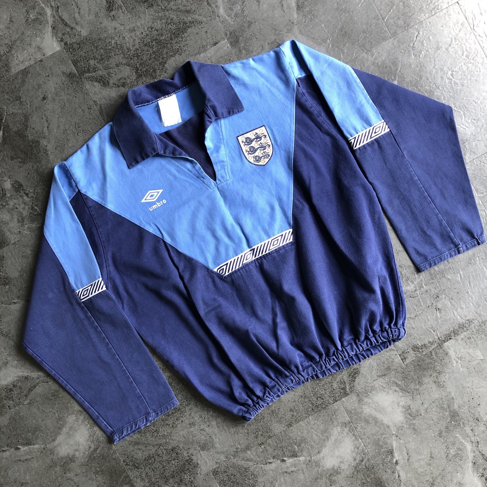 Vintage 80s England Umbro Training Drill Top Men’s M-L Blue Football Sweatshirt image 10