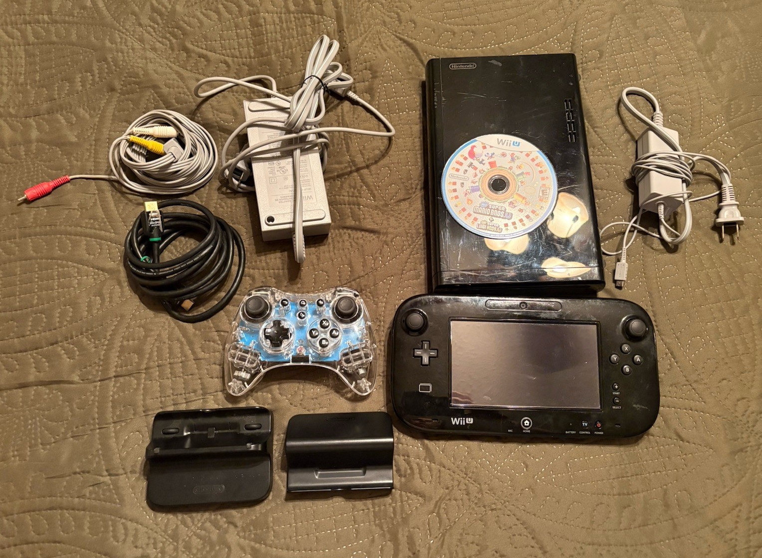 Nintendo Wii U Black Console with Game and Accessories Tested Working
