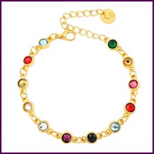 Pulsera de cuentas de diamantes de imitación de colores para mujer, cadena chapa