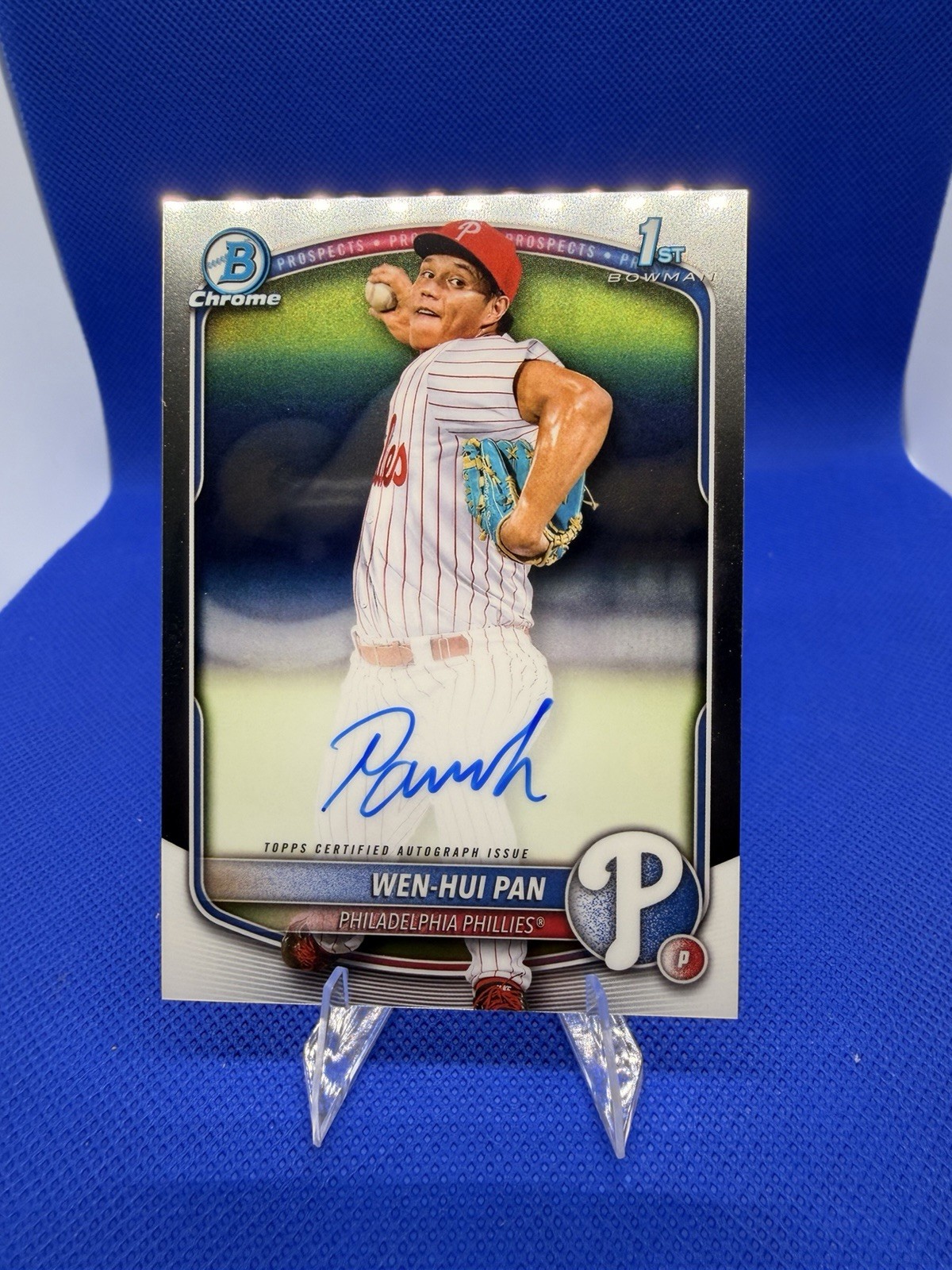 Wen-Hui Pan Auto 2025 Bowman Chrome 1st Prospect Autograph CPA-WP Phillies