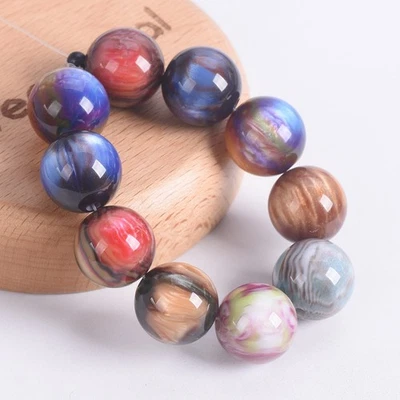 20pcs 16mm Round Colorful Cat Eye Glossy Resin Loose Beads For Jewelry Making - Photo 1/2