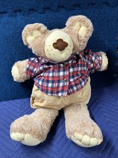 Vintage 1984 Furskins Teddy Bear Plush Red Plaid Shirt Corduroy Shorts 22"