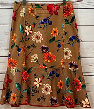 Oilily Skirt 34 EU 4 US Floral Brushed Cotton Velour Tiered Bohemian Prairie