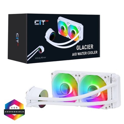 CiT Pro Glacier 240mm Intel AMD AIO PC Wasserkühler weiß ARGB Infinity Lüfter