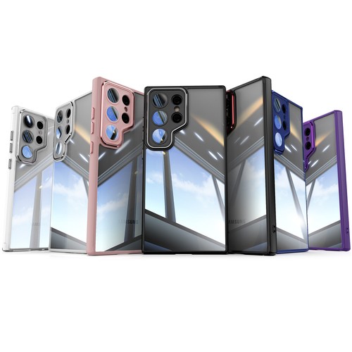 For Samsung S24 Ultra S23+ PC+TPU Case Anti-Yellowing with Camera Lens Protector