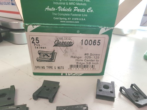 25 Auveco 10065 #8 screw size Spring Type Spring Nuts - Range .025-.125 Edge 3/8 - Picture 3 of 3
