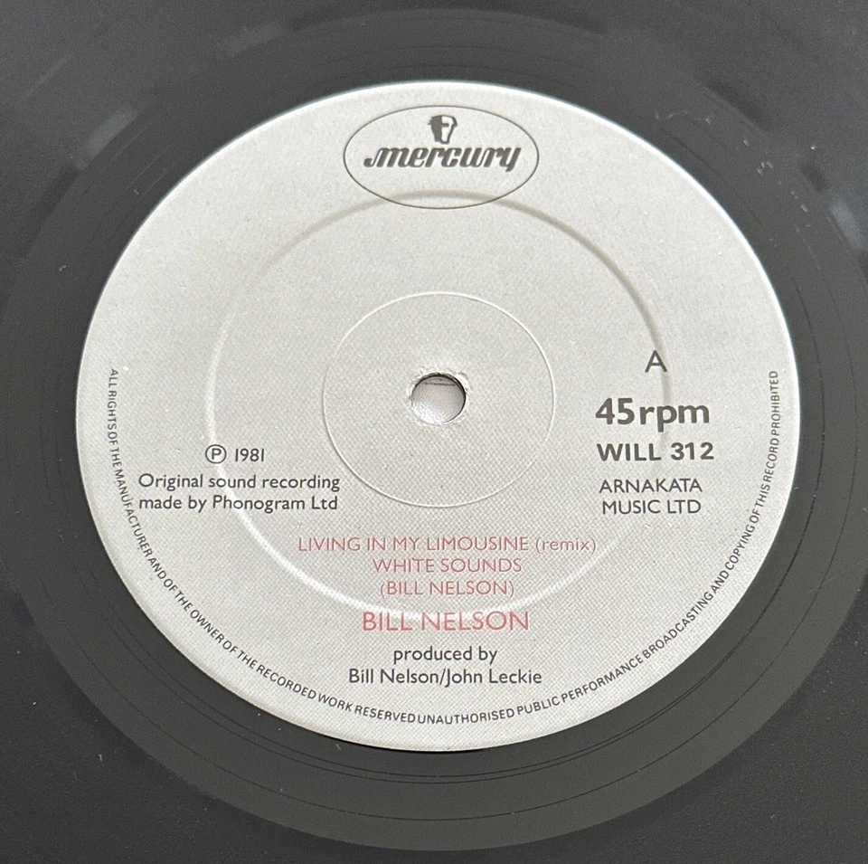 Bill Nelson - Living In My Limousine - 12" Vinyl 4 track EP Ex / Ex Condition Foto 4 de 4