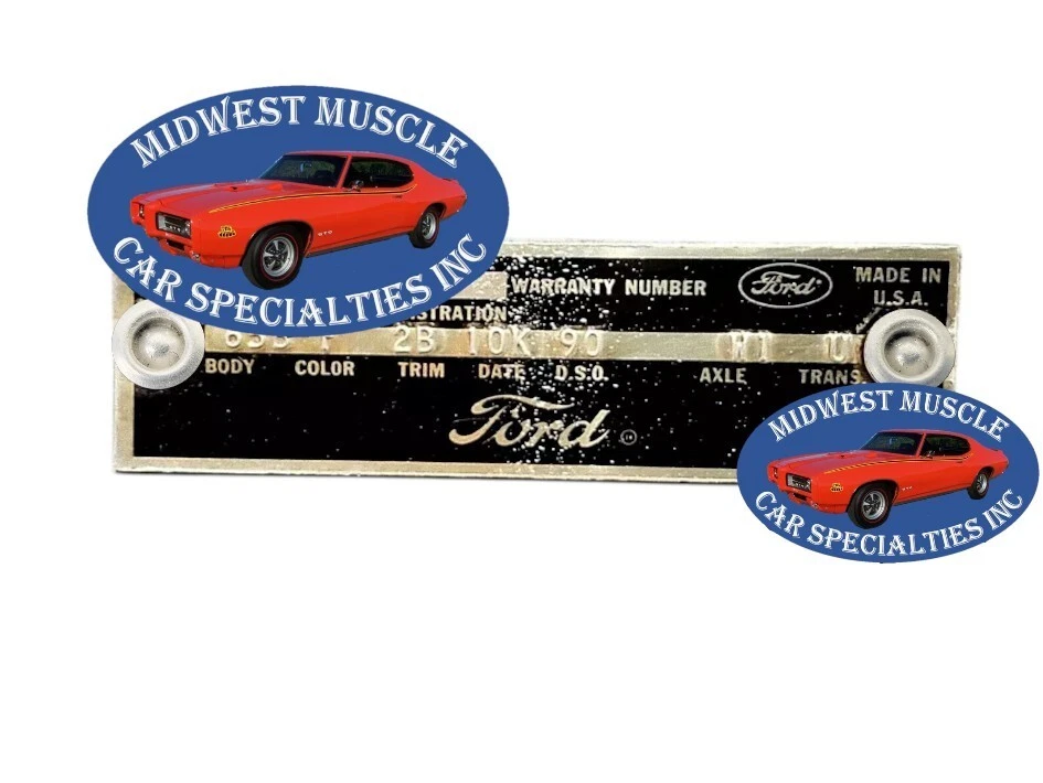 Ford Lincoln Mercury Puerta Correcta de Fábrica VIN Placa de Datos Etiqueta Remaches 2 piezas LE Foto 3 de 4