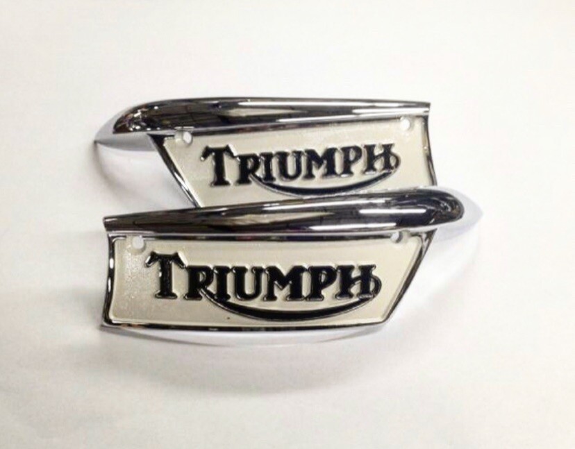 TRIUMPH PAINTED GAS TANK BADGES EMBLEMS 66-79 500 650 750 EMGO BACK IN STOCK!!!