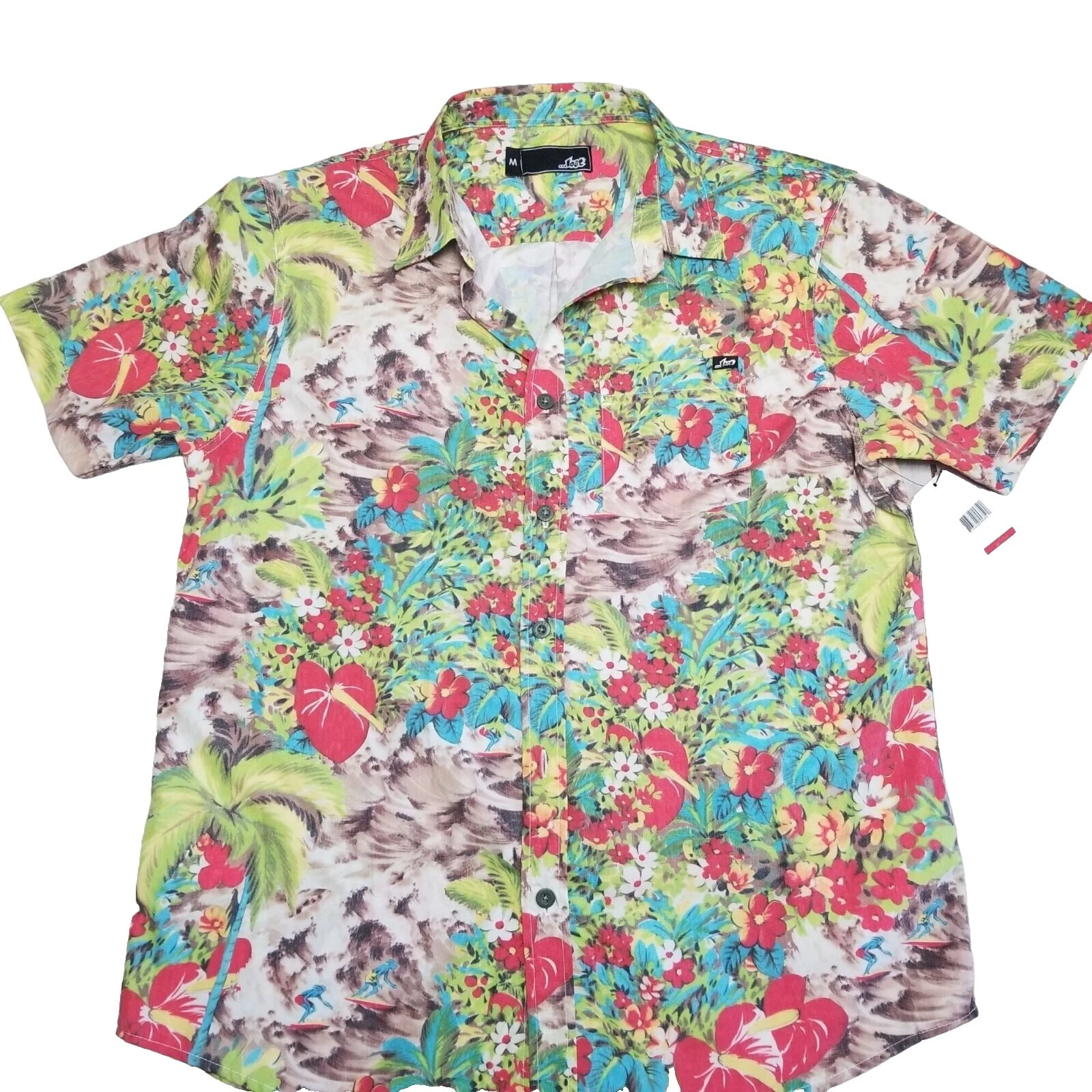 Camisas para hombre informales florales perdidas con botones