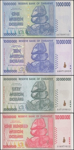 Juego completo de billetes de Zimbabue 27 piezas unc nuevos 2007-2008 serie 100 billones todo nuevo - Imagen 5 de 8