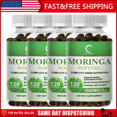 4*120 Organic Moringa Oleifera 120 Capsules, 1000mg Support Energy Immune