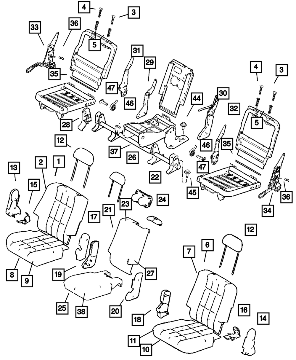Genuine Mopar Rear Seat Cushion Cover ZU511D5AA