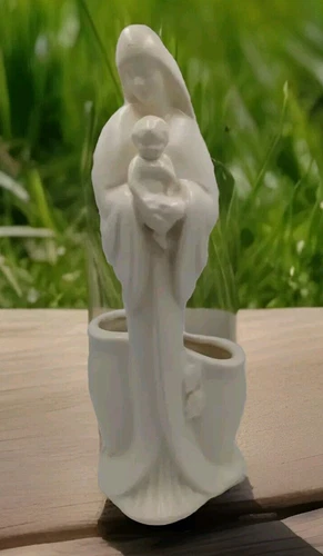 Vintage Haeger Pottery Virgin Mary/Madonna w/Child Oil Jars Ceramic Planter 11”