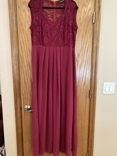 Rephyllis Maxi Dress, Size 2XL, Wine Lace Sleeveless Bodice, Lined, Spandex/Poly
