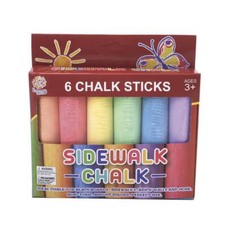 Sidewalk Chalk Set - 6 Vibrant Color Pack Outdoor Fun Brick Walls / Chalkboard