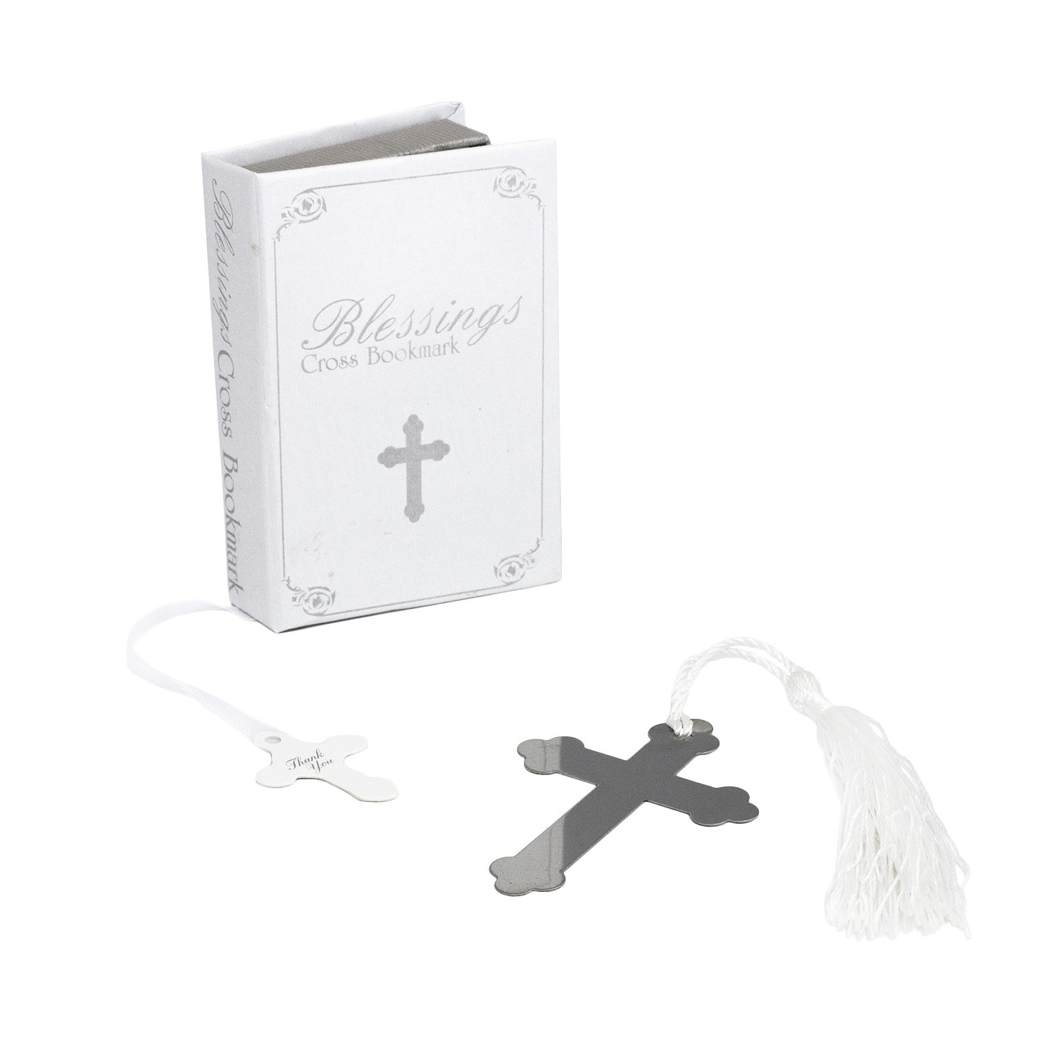 6x Lesezeichen Kreuz in Buch Geschenkbox Gastgeschenk Taufe Kommunion Hochzeit