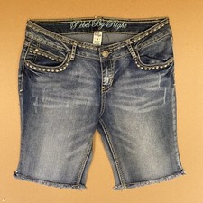 Rebel By Right Denim Jean Shorts cut off frayed Stretch Womens S 9 0054
