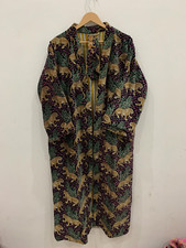 Long Velvet Jacket Kimono Bathrobe | Printed Cotton Paisley printed Kimono