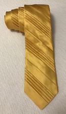 Jhane Barnes Silk Satin Look Neck Tie NEW Pleated Solid Gold 56  x 3 1/4  Formal