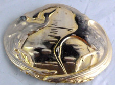 Vintage Charmant of Beverly Hills Enamel Gold Belt Buckle Heron Crane