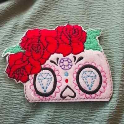 Halloween Day of the Dead, Dia de los Muertos, Sugar skull Patch with Roses