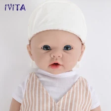 19'' Full Body Silicone Blue Eyes Boy Doll Reborn Baby Lifelike Newborn Doll