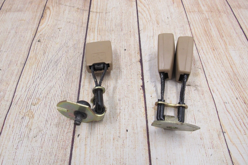 95-97 Jaguar XJ6 XJ12 VDP trasero izquierdo y central doble hebilla de cinturón de seguridad bronceado OEM Foto 2 de 4