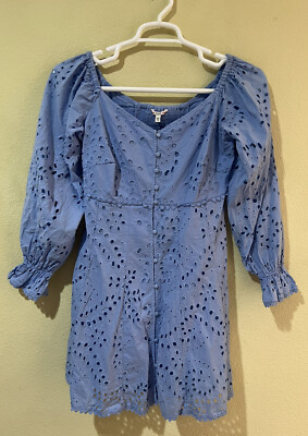 guess dollie off the shoulder dress $108 Guess Women Blue Dollie Off-The-Shoulder Eyelet Dress Sz 10 NWT F2