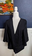 Ann Taylor LOFT 100 Lyocell Open Blazer Jacket w/ Balloon Sleeves Sz Medium M
