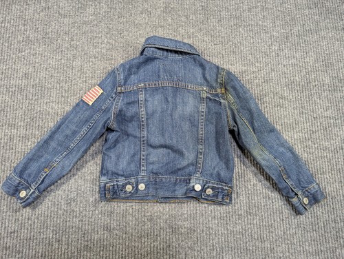 Polo Ralph Lauren Jacket Little Boys 4T Blue Denim Trucker Flag Patch - Picture 3 of 9