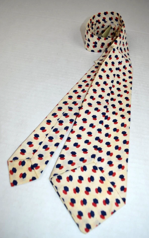 Corbata de cuello de colección azul hexagonal roja Doppelganger años 30 40 corbata de algodón 46" x 3,5" nueva Foto 3 de 4