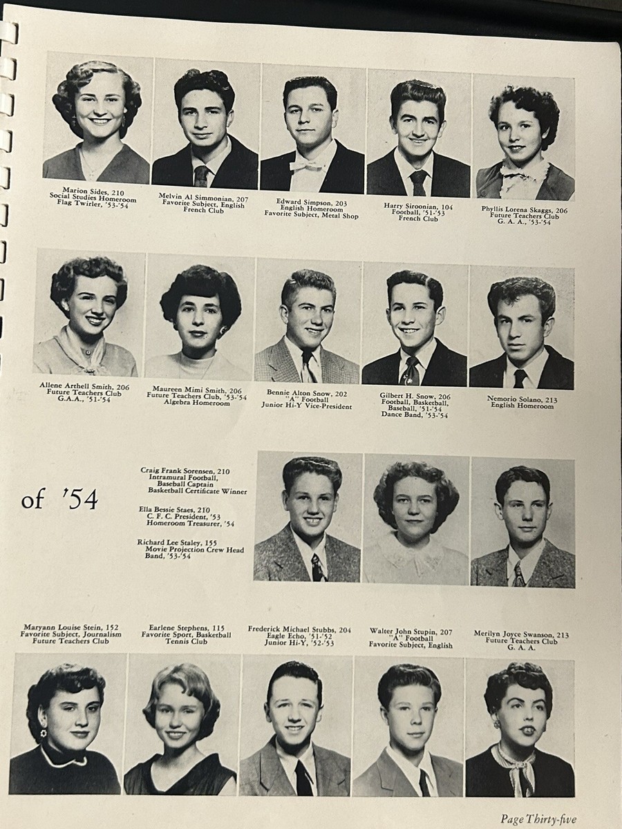 THE BLUE EAGLE 1954 MONTEBELLO JUNIOR HIGH SCHOOL VINTAGE YEARBOOK | eBay