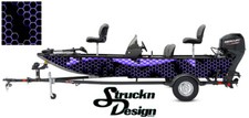 Boat Wrap Kit Abstract Blue Camo Graphic Hexagon Fishing Fish Bass Vinyl Decal