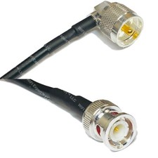 RFC195 Silver UHF Male Angle to BNC MALE Coax RF Cable USA Lot