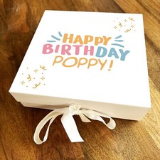 Square Bright Bubble Letters & Confetti Birthday Personalised Hamper Gift Box