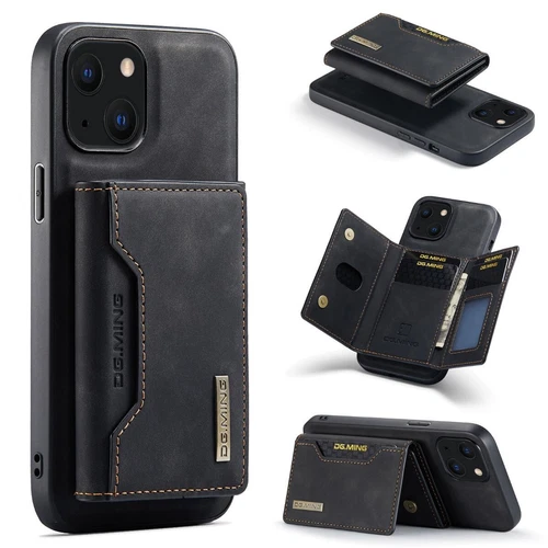 Black DG.Ming M2 Leather Case Removable Wallet Cover For iPhone 13
