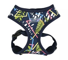 Puppia Dog Soft Harness, No Pull, Botanical, Navy Blue, Adjustable, S M L XL