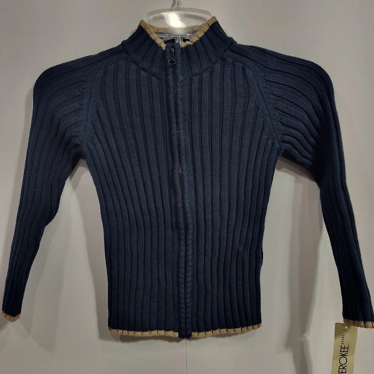 Cherokee Boys Size 5T 100% Cotton 2007 Long Sleeve Zipper Cardigan Inky Blue NWT - Image 3 of 4