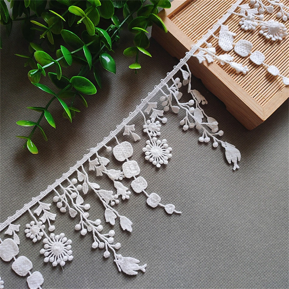 Besticktes Blatt Blumen Quaste Spitze Rand Borte Band DIY Nähen Handwerk Dekor - Bild 3 von 4