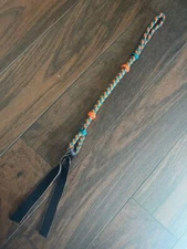 Quirt Hand Braided Paracord Orange & Turquoise Soft Quirt Whip Horse Tack 17" EP