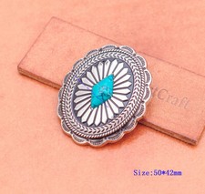 6x Silver Traditional Tribal Symbols Flower Leathercraft Belt Turquoise Concho