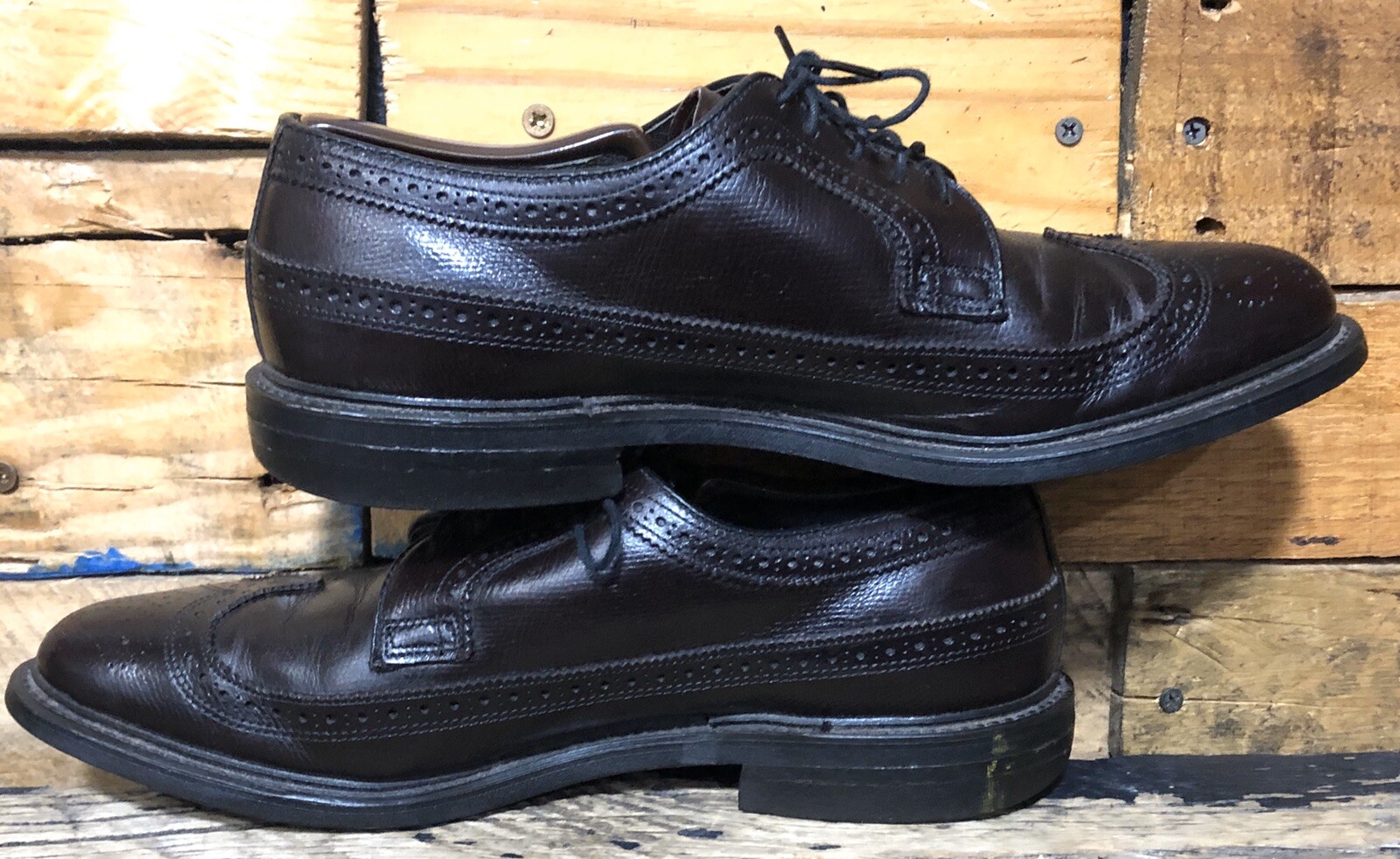 SAOLA Scarpe Oxford eleganti Stuart Mcguire da uomo punta ad ala in pelle marrone taglia 8 5 C