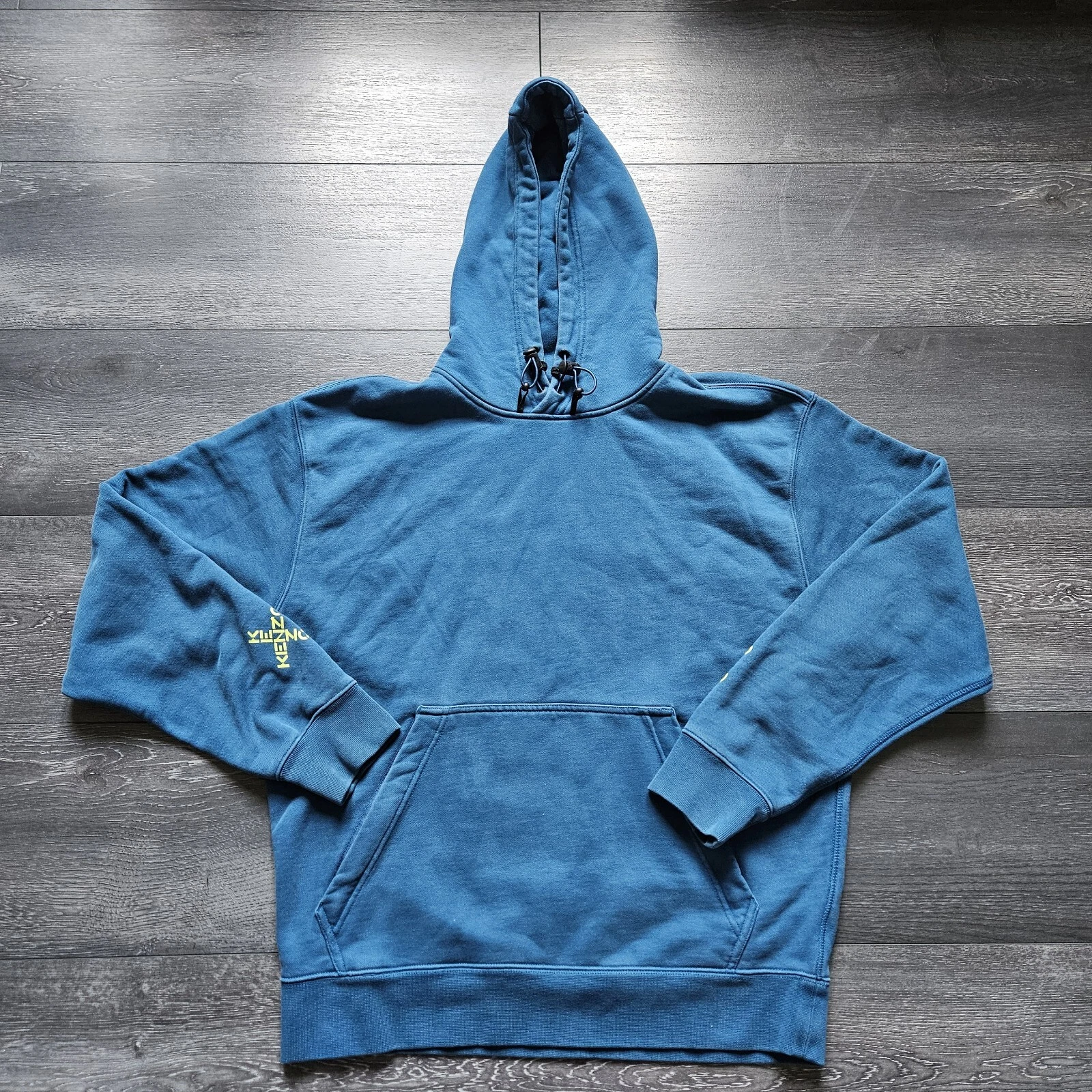 Kenzo Paris Felpa con Cappuccio Uomo S Verde Teal Cross Spell Out Logo Manica Hit Streetwear