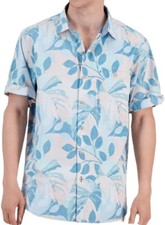128 Tommy Bahama Seersucker Nova Wave Beach Day Blooms Camp Shirt, Pink Pool,XL