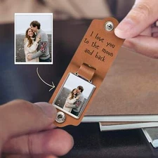 Personalised Photo & Message Leather Keychain