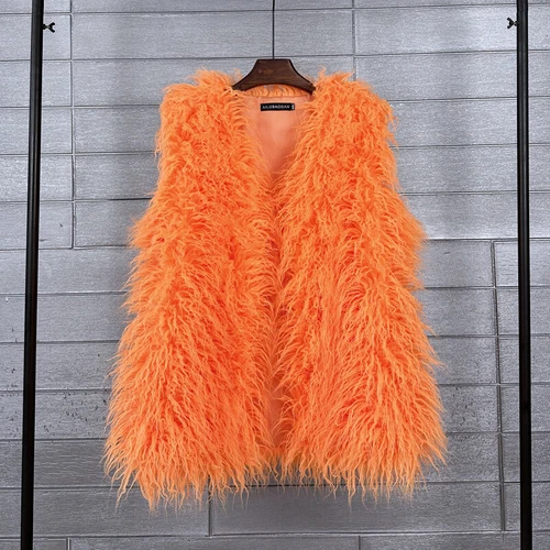 Mujeres Talla Grande Imitación Lana Piel Largo Imitación Skeep Piel Invierno Chaleco Cálido - Imagen 13 de 43