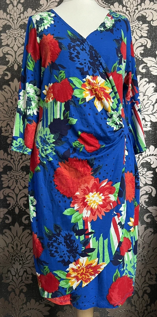 M Co Petite Floral Print Faux Wrap Dress Ladies Size12