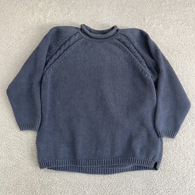 Vintage SEGUE Roll Neck Sweater Women's Large Blue Knit Ramie Cotton Fisherman
