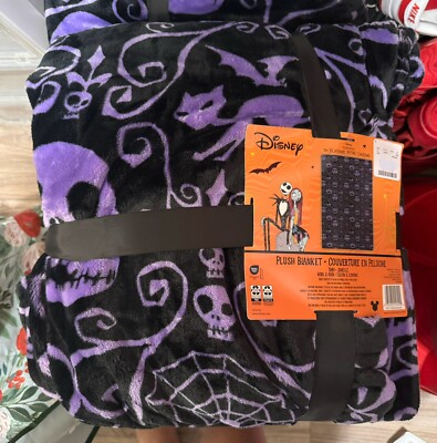 DISNEY NIGHTMARE BEFORE CHRISTMAS Soft Plush Twin 60'' x 90'' Blanket Purple Black